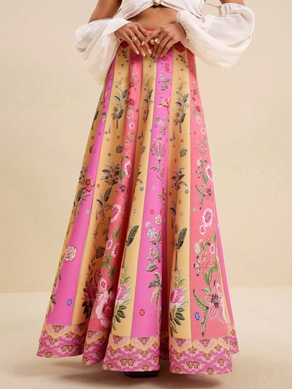 Multicolor Boho Women's Floral Print Casual A-Line Skirt